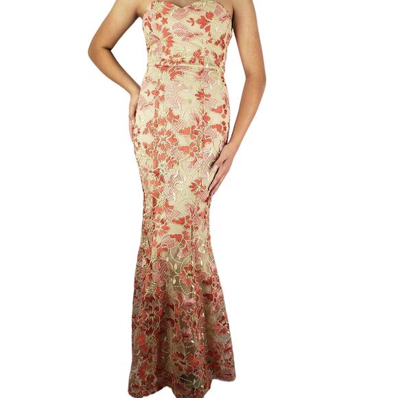 Speechless Floral Lace Strapless Sweetheart Neck Mermaid Dress Size 1 - Picture 1 of 14